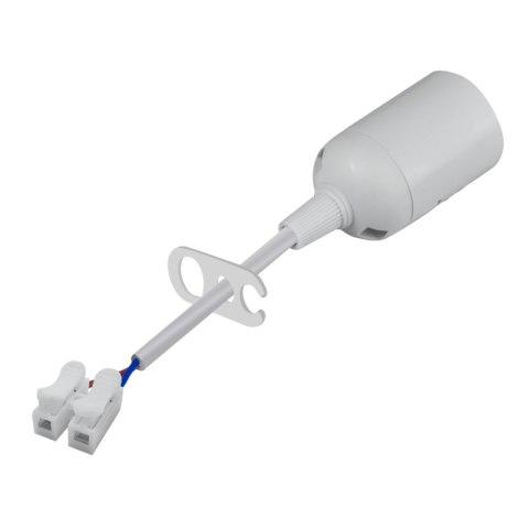 Oprawka budowlana E27 z kablem i kostką, biała