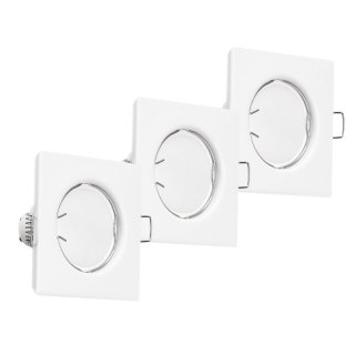 Oprawy sufitowe oczka, GU10, 3,5 W, 3000 K, kwadratowe, białe, 3 szt.