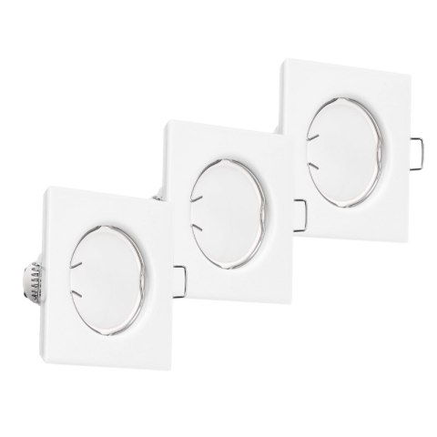 Oprawy sufitowe oczka, GU10, 3,5 W, 3000 K, kwadratowe, białe, 3 szt.