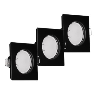Oprawy sufitowe oczka, GU10, 3,5 W, 3000 K, kwadratowe, czarne, 3 szt.