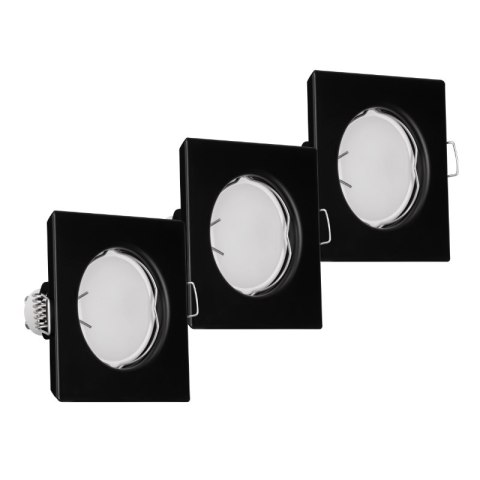 Oprawy sufitowe oczka, GU10, 3,5 W, 3000 K, kwadratowe, czarne, 3 szt.