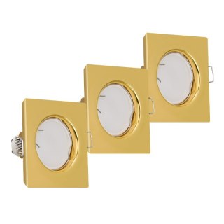 Oprawy sufitowe oczka, GU10, 3,5 W, 3000 K, kwadratowe, złote, 3 szt.