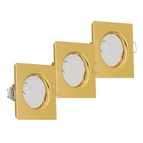 Oprawy sufitowe oczka, GU10, 3,5 W, 3000 K, kwadratowe, złote, 3 szt.
