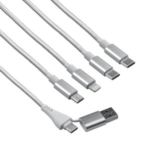 Przewód USB, 6 w 1, biały, 1,5 m