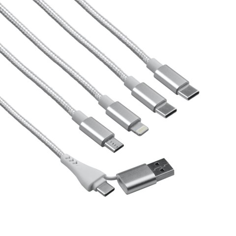 Przewód USB, 6 w 1, biały, 1,5 m