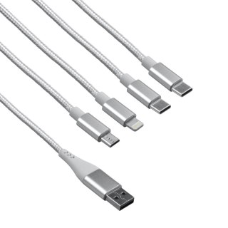 Przewód USB, 6 w 1, biały, 1,5 m
