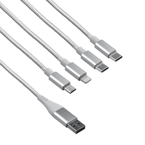 Przewód USB, 6 w 1, biały, 1,5 m