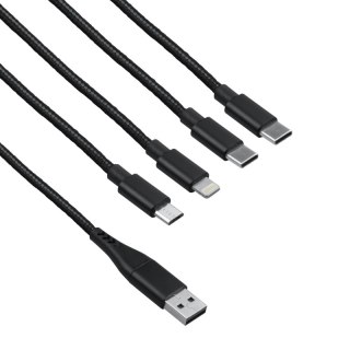 Przewód USB, 6 w 1, czarny, 1,5 m