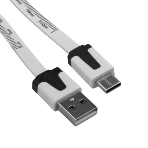 Przewód USB A - C z miarką, biały, 1 m