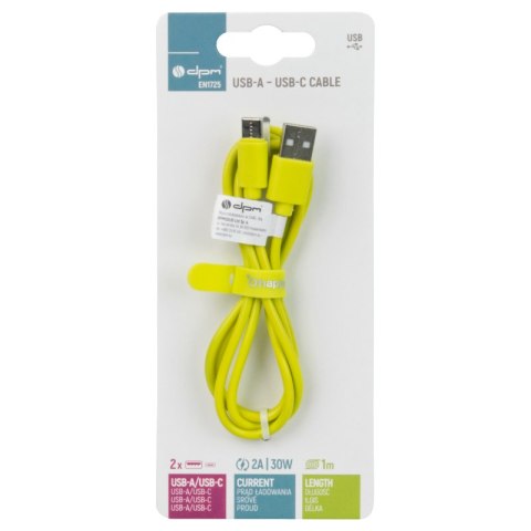 Przewód USB A - C, żółty, 1 m