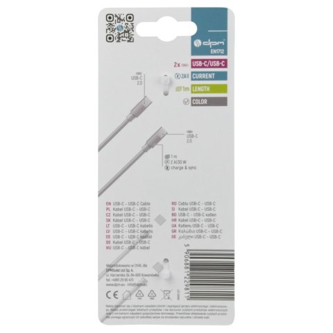 Przewód USB C - C, biały, 1 m
