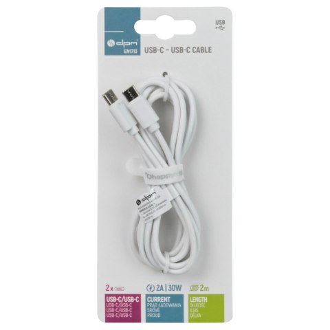 Przewód USB C - C, biały, 2 m