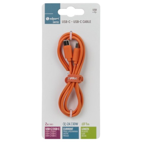 Przewód USB C - C, pomarańczowy, 1 m