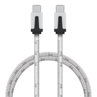 Przewód USB C - C z miarką, biały, 1 m