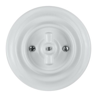 Włącznik ceramiczny żaluzjowy obrotowy z ramką, biały, VINTAGE