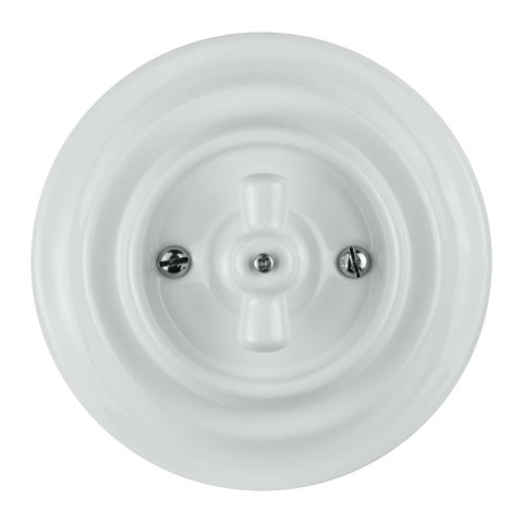 Włącznik ceramiczny żaluzjowy obrotowy z ramką, biały, VINTAGE