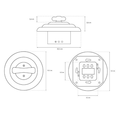 Włącznik ceramiczny żaluzjowy obrotowy z ramką, biały, VINTAGE