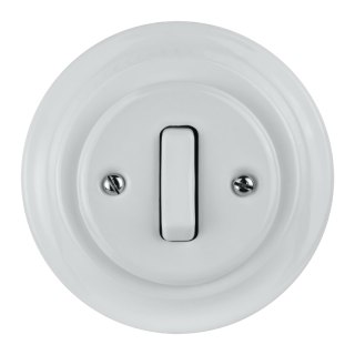 Włącznik schodowy ceramiczny podtynkowy, VINTAGE, biały