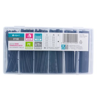 Zestaw rurek termokurczliwych 10 cm, 100 szt., czarne DPM