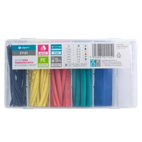 Zestaw rurek termokurczliwych 10 cm, 100 szt., mix kolorów DPM