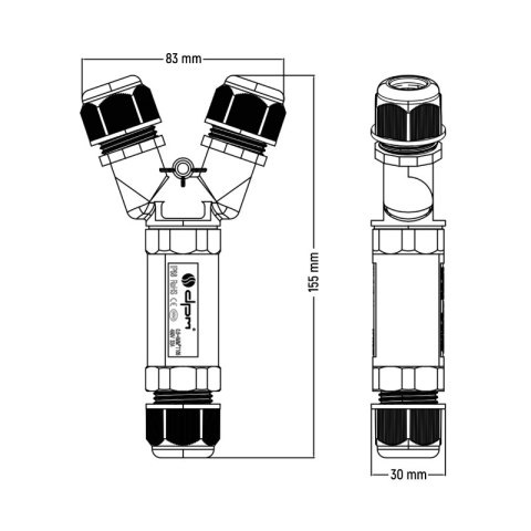 Złączka kablowa, 3 x 4 mm2, IP68
