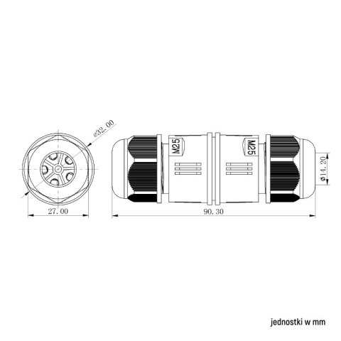 Złączka kablowa, 5 x 4 mm2, IP68