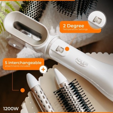 Adler Lokówko-Suszarka 5 w 1 - 1200W - 5 nasadek