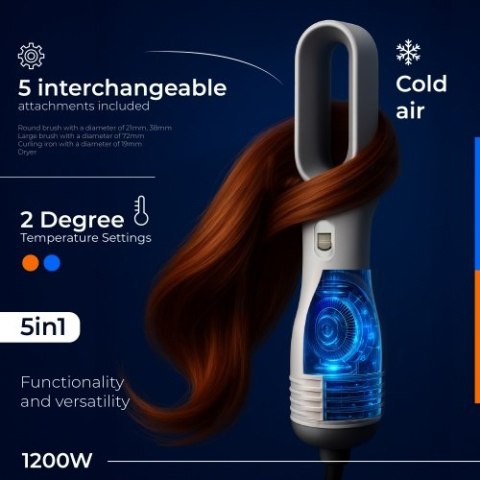 Adler Lokówko-Suszarka 5 w 1 - 1200W - 5 nasadek