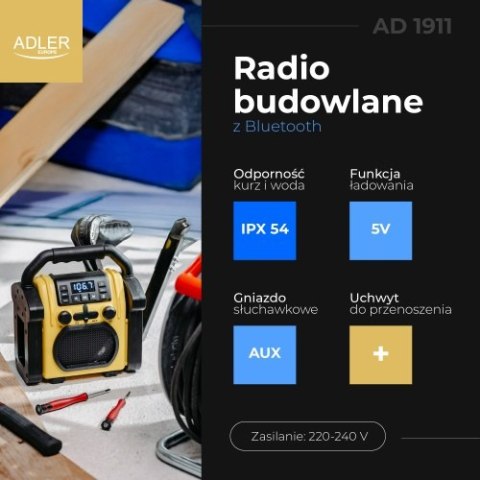 Adler Radio budowlane z Bluetooth - IPX 54