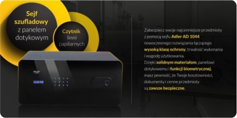 Adler Sejf szufladowy z panelem dotykowym i czytnikiem linii papilarnych