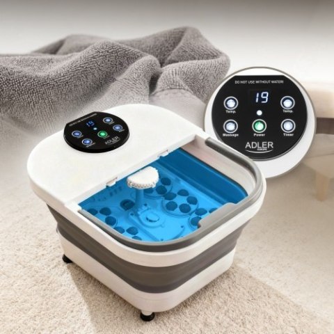 Adler Składany hydromasażer do stóp z masażem mechanicznym, podgrzewaniem wody i panelem LED