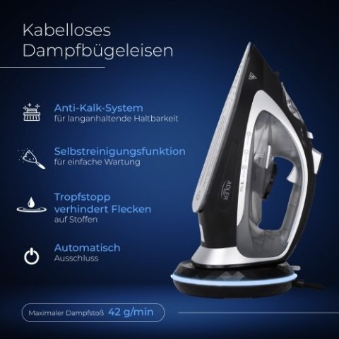 Adler Żelazko parowe - bezprzewodowe