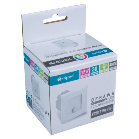 Oprawa schodowa LED z czujnikiem ruchu, kwadratowa, biała DPM