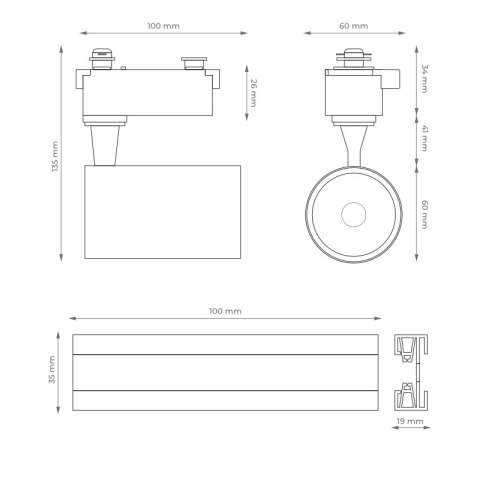 Oświetlenie szynowe - zestaw 4 x 5 W, czarny, X-LINE DPM