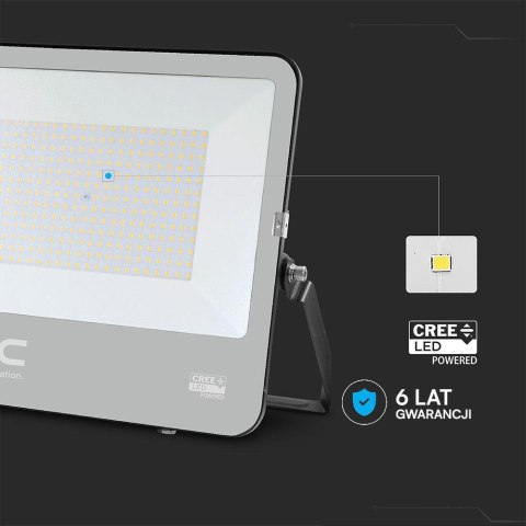 Projektor LED V-TAC CREE CHIP 200W 135lm/W czarna obudowa przewód 1m IP65 VT-44201 6500K 27000lm 6 lat gwarancji