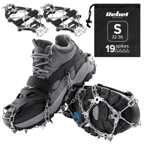 Raczki z kolcami na buty turystyczne, rozmiar S ( 32 - 36 ) , REBEL ACTIVE