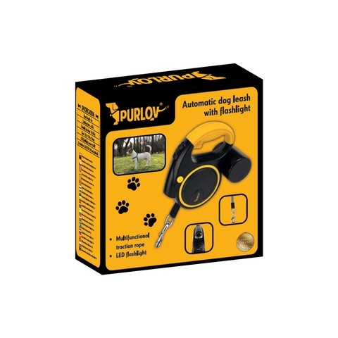 Smycz automatyczna z latarką 5m Purlov 25965