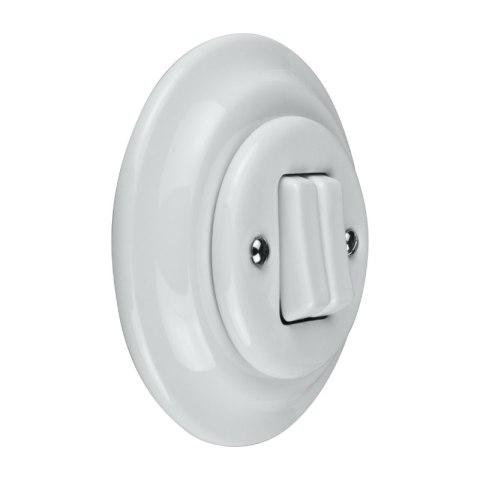 Włącznik podwójny ceramiczny podtynkowy, VINTAGE, biały