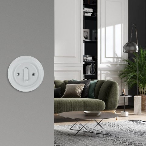 Włącznik pojedynczy ceramiczny podtynkowy, VINTAGE, biały