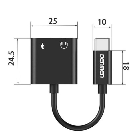 Adapter przejściówka USB typu C -> Jack + USB typu C (ładowanie)