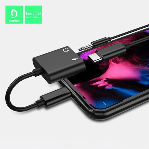 Adapter przejściówka USB typu C -> Jack + USB typu C (ładowanie)