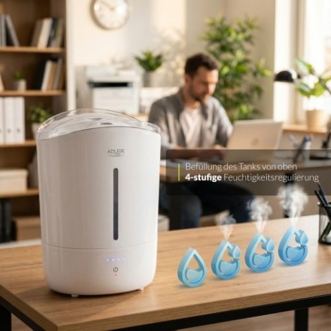 Adler Nawilżacz ultradźwiękowy | 5L | Cicha praca | Panel dotykowy | Automatyczne wyłączanie