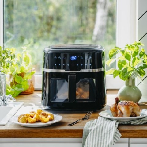 Adler Frytkownica beztłuszczowa 8,0 L | 9 programów | Air Fryer z LED i oświetleniem |