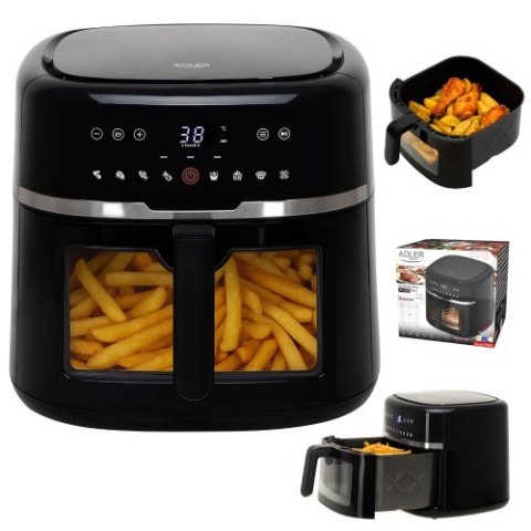 Adler Frytkownica beztłuszczowa 8,0 L | 9 programów | Air Fryer z LED i oświetleniem |