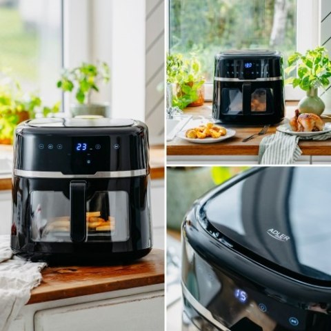Adler Frytkownica beztłuszczowa 8,0 L | 9 programów | Air Fryer z LED i oświetleniem |