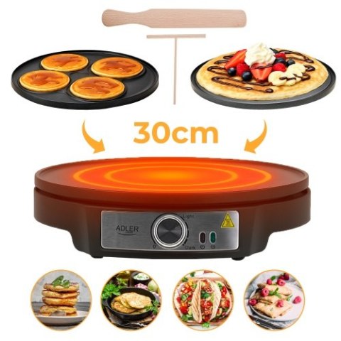 Adler Naleśnikarka dwustronna elektryczna 30 cm | 2 in 1 | Powłoka nieprzywierająca