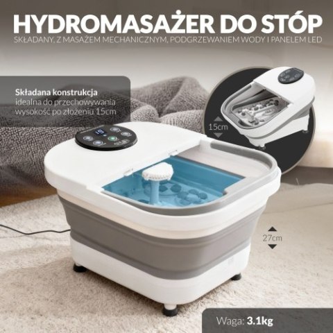 Adler Składany hydromasażer do stóp z masażem mechanicznym, podgrzewaniem wody i panelem LED