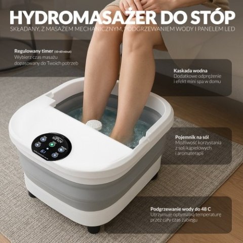 Adler Składany hydromasażer do stóp z masażem mechanicznym, podgrzewaniem wody i panelem LED