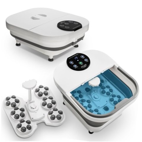 Adler Składany hydromasażer do stóp z masażem mechanicznym, podgrzewaniem wody i panelem LED