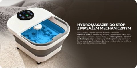 Adler Składany hydromasażer do stóp z masażem mechanicznym, podgrzewaniem wody i panelem LED